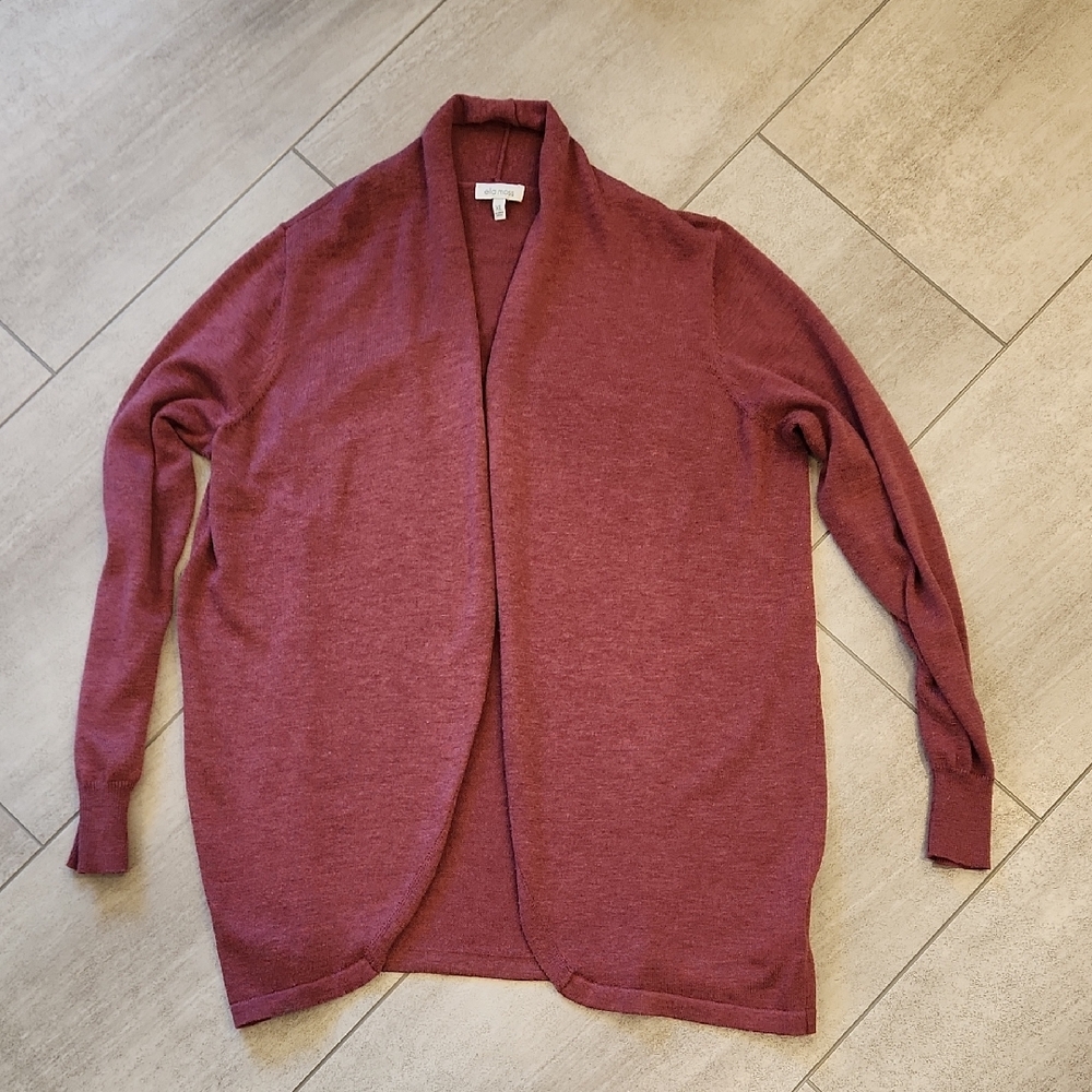 Ella Moss Women's Maroon Cardigan Sweater Open Front Size XL